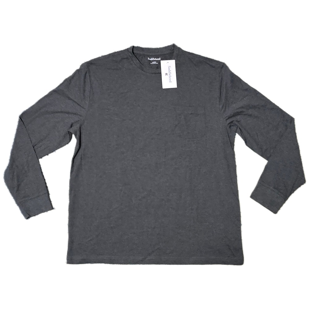 Saddlebred Mens Dark Gray Long Sleeve Pocket T Shirt Large (G)